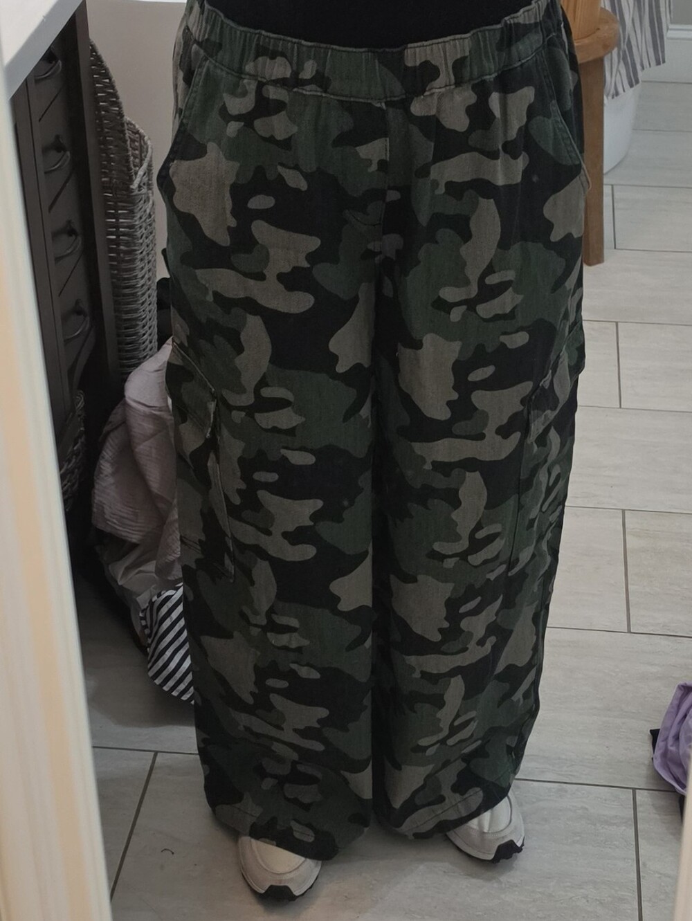 Asos Camo Wide-Leg Cargo Pants - Green Camouflage-med
